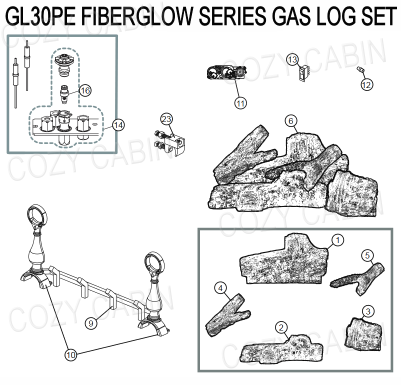 FIBERGLOW SERIES GAS LOG SET (GL30PE) #GL30PE